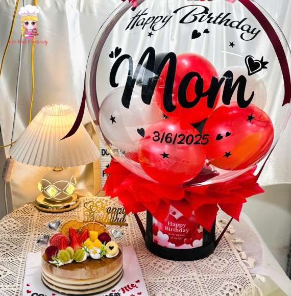 Bóng bay rút tiền tặng mẹ tone đỏ hot 2026