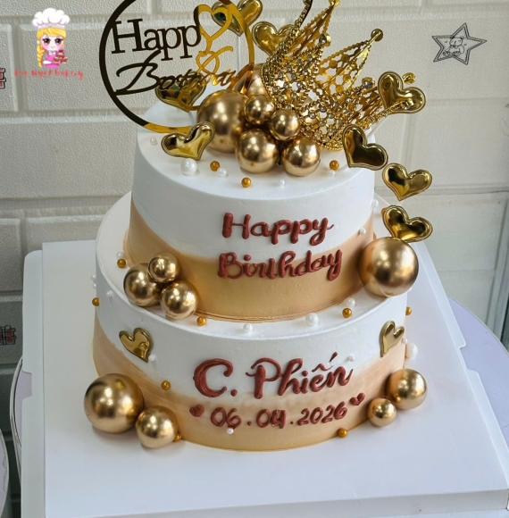 Bánh kem 2 tầng trang trí theo yêu cầu tại Kẹo Ngọt