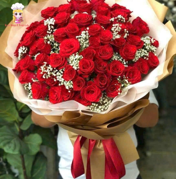 Bó hoa tươi tone đỏ cao cấp tặng người yêu
