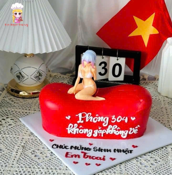 Bánh kem trang trí hài hước tặng em trai 
