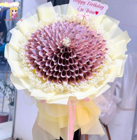 Bó hoa tiền tờ 50k bó tròn hot 