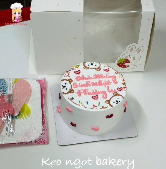 Bánh sinh nhật Tặng nữ tone hồng dễ thương 