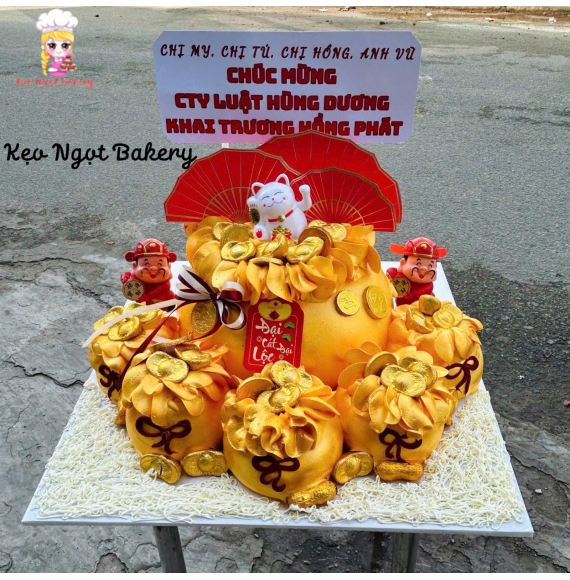 Bánh kem chúc mừng Tài Lộc Mèo thần tài 