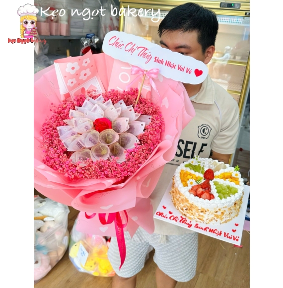 Combo bánh kem bắp và hoa tiền siêu hot 
