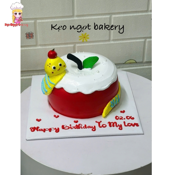 Bánh kem tạo hình trái táo tặng các bé gái 