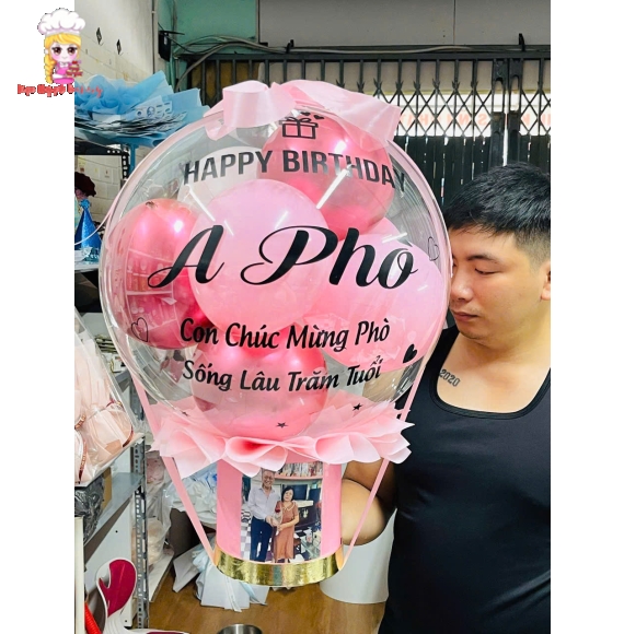 Bóng bay rút tiền tone hồng mừng sinh nhật
