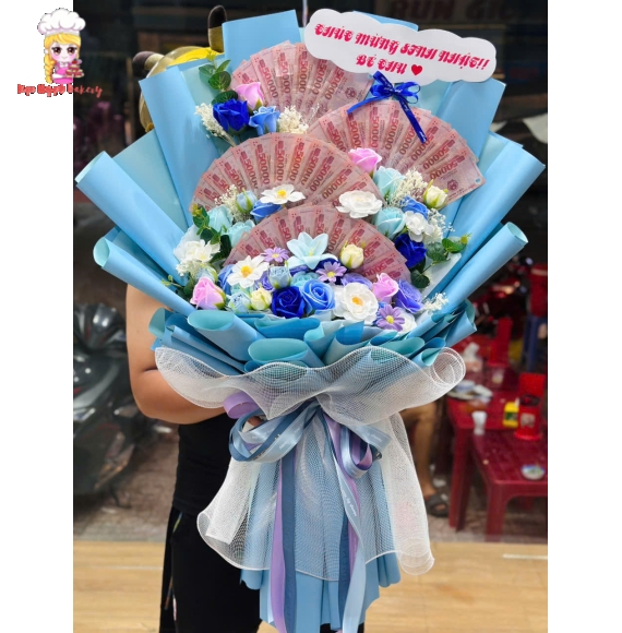 Mẫu hoa tiền đẹp tặng 20/10 sếp quạt xòe đẹp