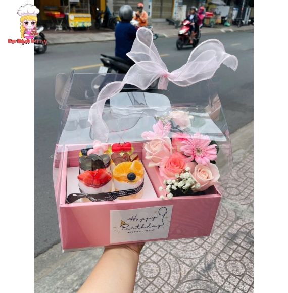 Sét bánh panacota và hoa tone hồng,mẫu mới cho lễ 20/10