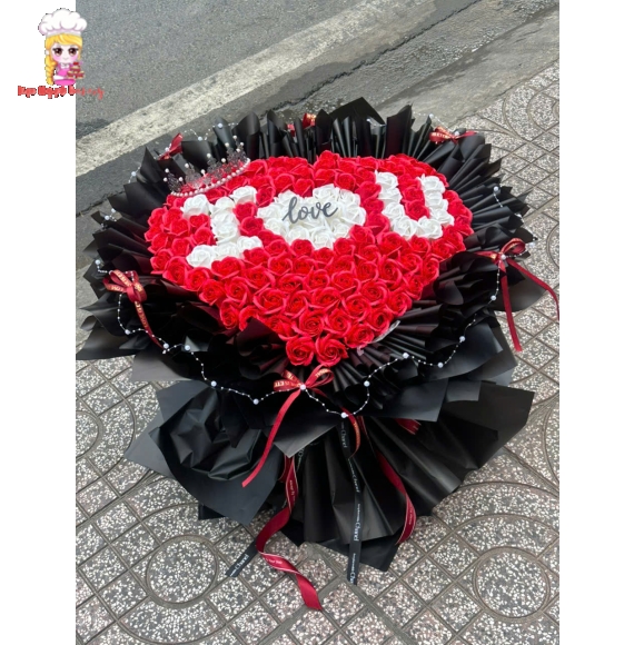Hoa Hồng Sáp Thơm Bông Đỏ Trái Tim Chữ I Love You