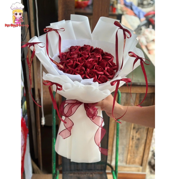 Bó hoa sáp tone đỏ cao cấp