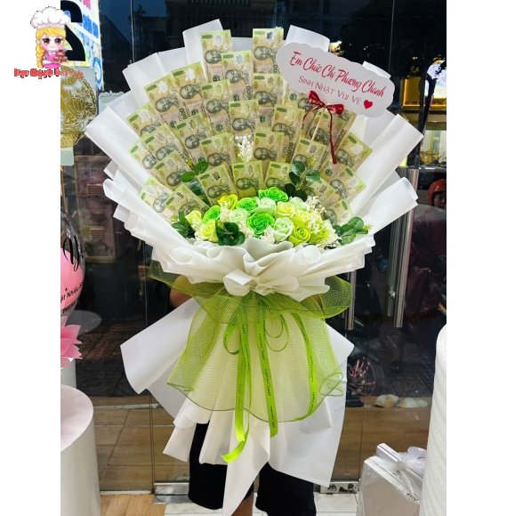 Mẫu hoa tiền tháp tiền tờ 100k siêu hot tại kẹo ngọt