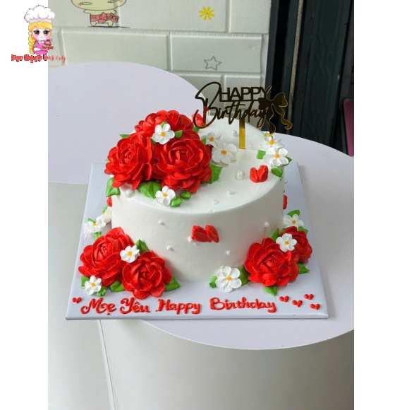 Bánh kem chúc mừng mẹ yêu bắt bông hoa 