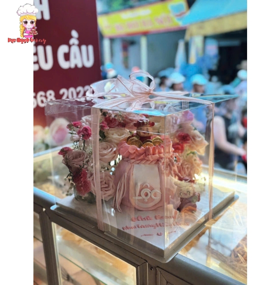 Bánh kem khai trương-bỏ hộp mica