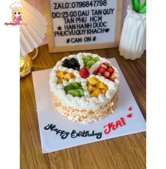 Bánh kem bắp nhiều ngăn trái cây