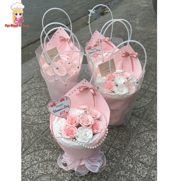 Hoa sáp trang trí trái tim màu hồng đáng yêu tặng bạn gái