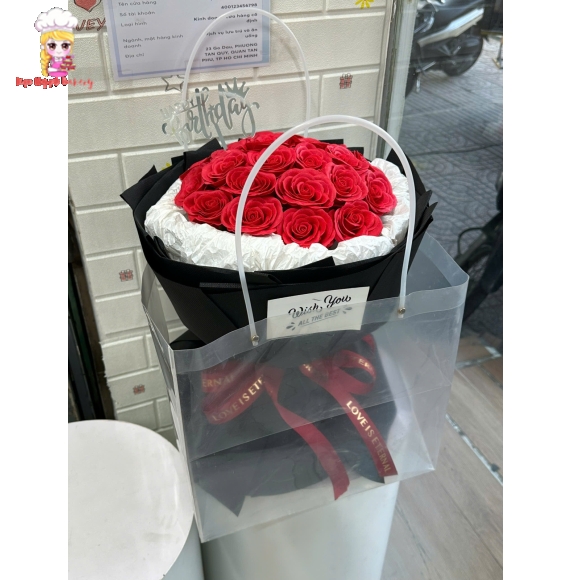 Hoa sáp trang trí trái tim màu hồng đáng yêu tặng vợ