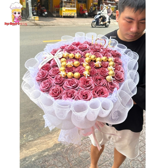 Hoa sáp kết hợp socola tặng bạn gái 8/3