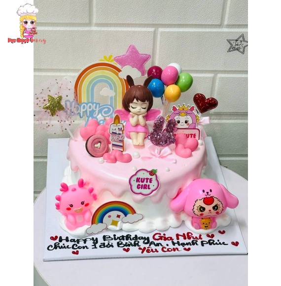 Bánh kem sinh nhật trang trí theo yêu cầu tặng các bé gái 