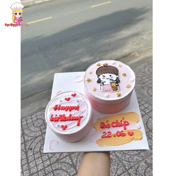 Bánh kem đôi tone hàn quốc siêu cute