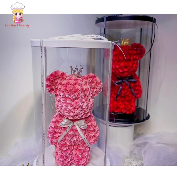 gấu bearbrick hoa Hồng giấy