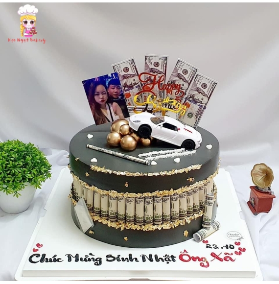 Bánh kem tiền đô tặng ông xã