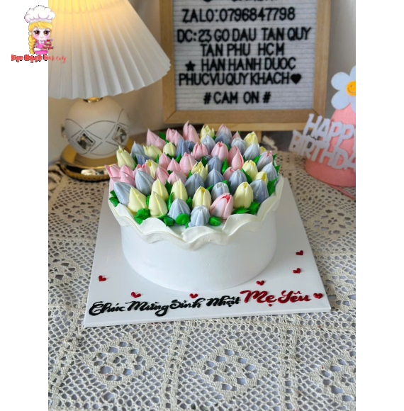 Bánh kem rút tiền Hoa Tulip
