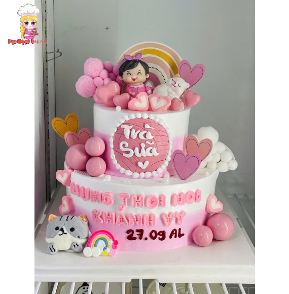 Bánh kem thôi nôi màu hồng dành cho bé yêu