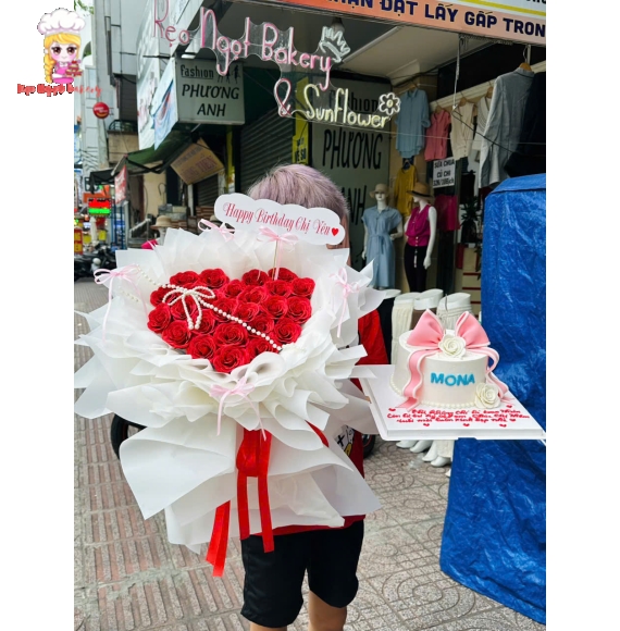 Combo bánh kem và hoa tươi