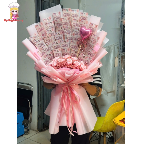 Bó hoa tiền tờ 50k tặng chị gái
