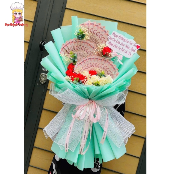 Bó hoa tiền tặng chồng yêu