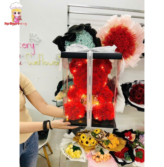 Gấu bông hoa sáp tặng sinh nhật