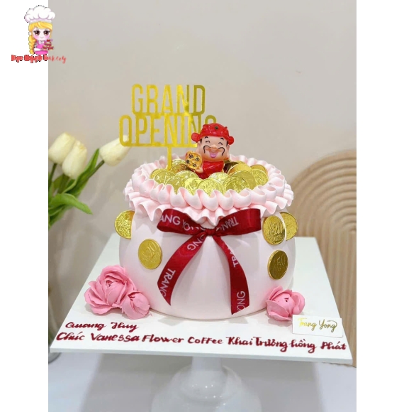 Bánh kem hủ vàng mừng khai trương quận 9