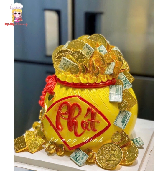 Bánh kem hủ vàng mừng khai trương chữ phát
