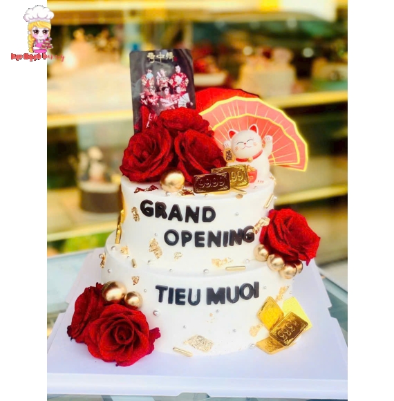 Bánh kem hủ tiền vàng 2 tầng
