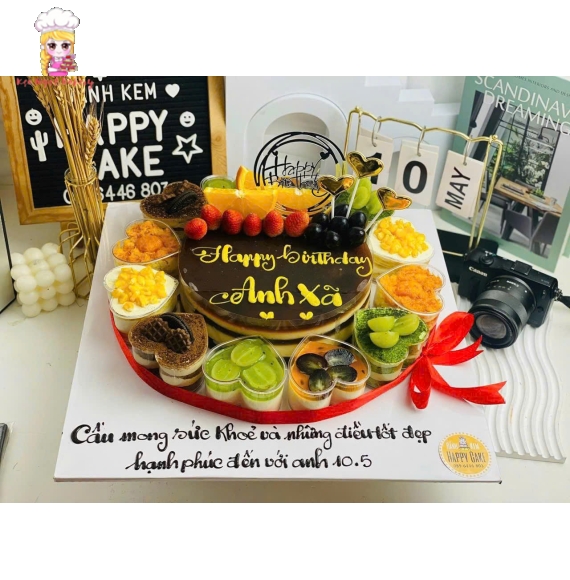 Bánh kem rau cau kèm sét ăn vặt