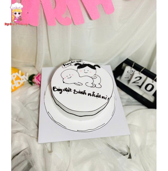 Bánh kem chúc mừng sinh nhật vẻ hình chibi
