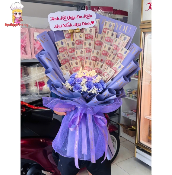 Bó hoa tiền tờ 200k tặng em yêu mẫu hot
