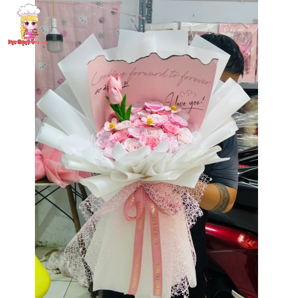 Hoa sáp tặng vợ yêu 20/10 mẫu hoa hồng và tulip