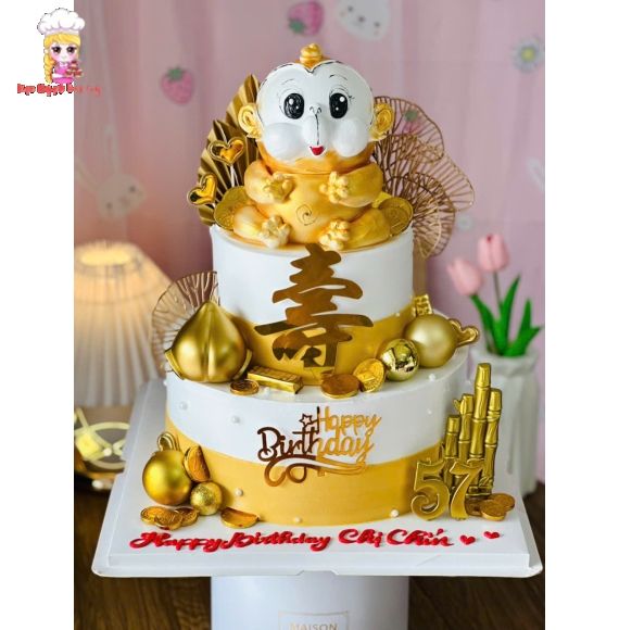 Bánh kem 2 tầng tuổi khỉ