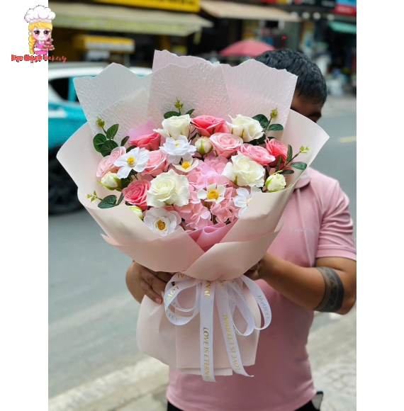 Hoa sáp tặng người yêu 20/10 tone hồng