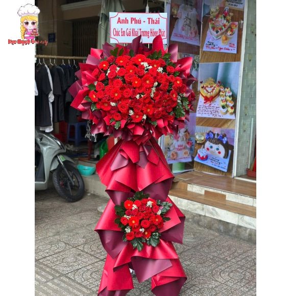 Kệ hoa khai trương tone đỏ