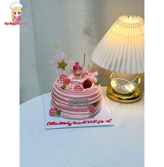 Bánh kem rút tiền dành cho bé gái tone hồng