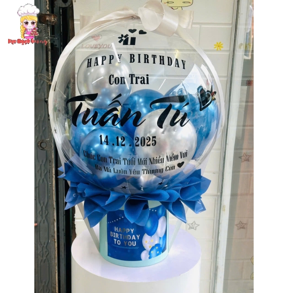Bóng bay rút tiền tặng con trai