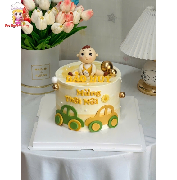 Bánh kem bé trai mừng thôi nôi làm theo yêu cầu tại Tân Phú