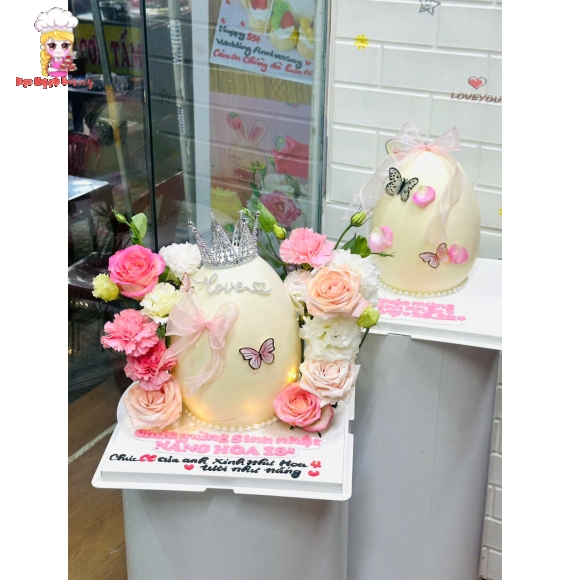 Bánh trứng đập tone hồng 2026