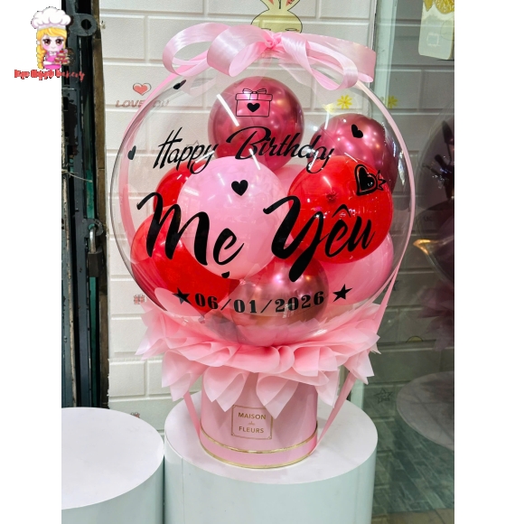 Bóng bay rút tiền tặng mẹ tone hồng