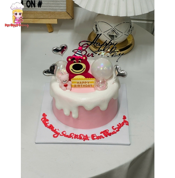 Bánh kem gấu dâu xinh tặng nữ