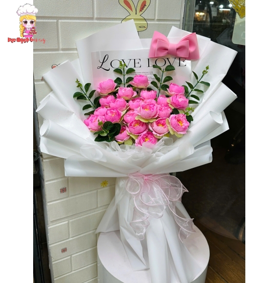 Mẫu bó hoa sáp tone hồng tại tân phú