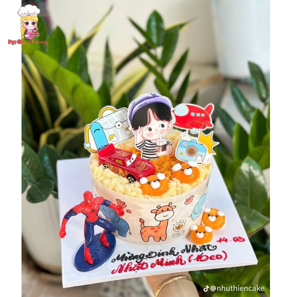 Bánh bông lan trứng muối tặng bé trai