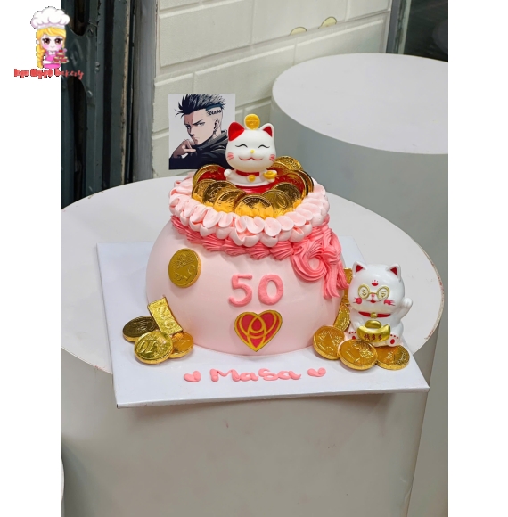 Bánh Kem khai trương tone hồng cao cấp